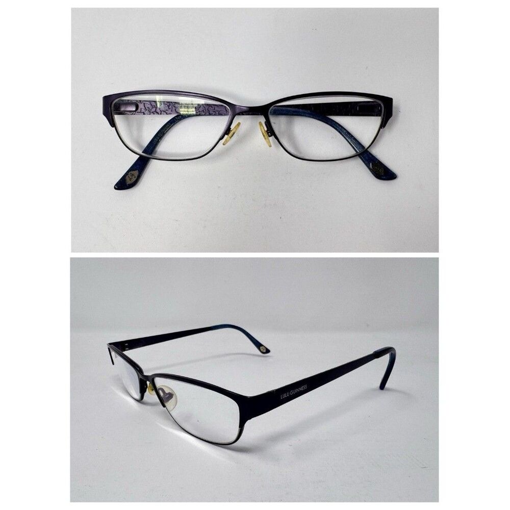 Lulu Guinness L749 Eyeglass Frames Only 51-14-135 Purple Blue Cat Eye